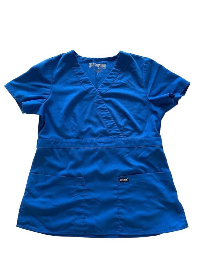 Grey's Anatomy by Barco Women's Royal Blue Mock Wrap Scrub Top Style 4153 Size M 2