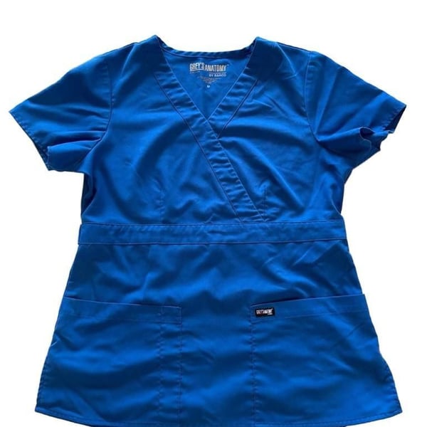 Grey's Anatomy by Barco Women's Royal Blue Mock Wrap Scrub Top Style 4153 Size M