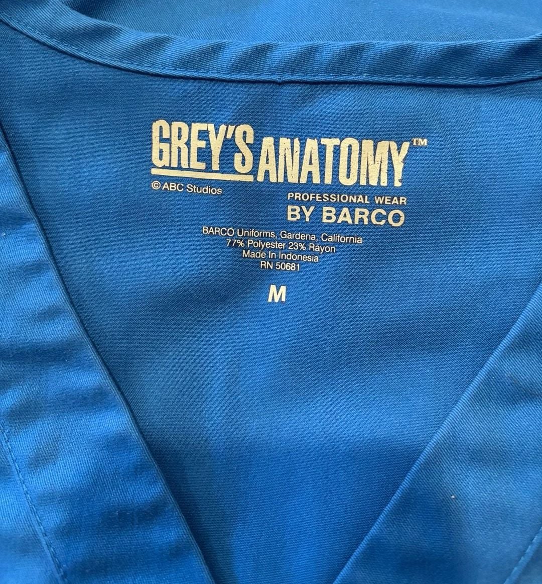 Grey's Anatomy by Barco Women's Royal Blue Mock Wrap Scrub Top Style 4153 Size M 3