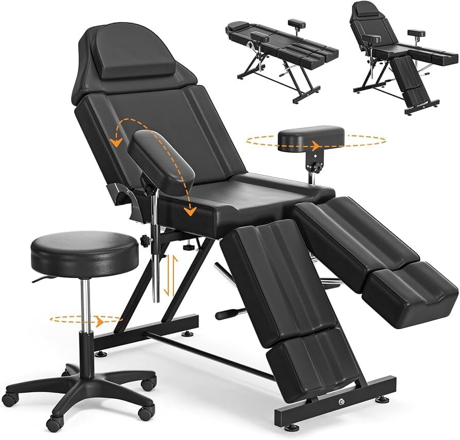 Black Adjustable Facial Massage Salon Tattoo Chair Bed 10