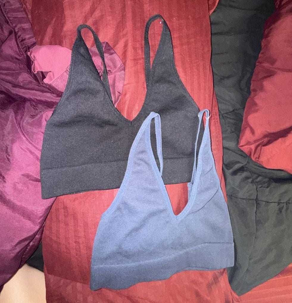Garage Seamless Ribbed V-Neck Bralette Lot of 2 Black Blue Size S/P 1