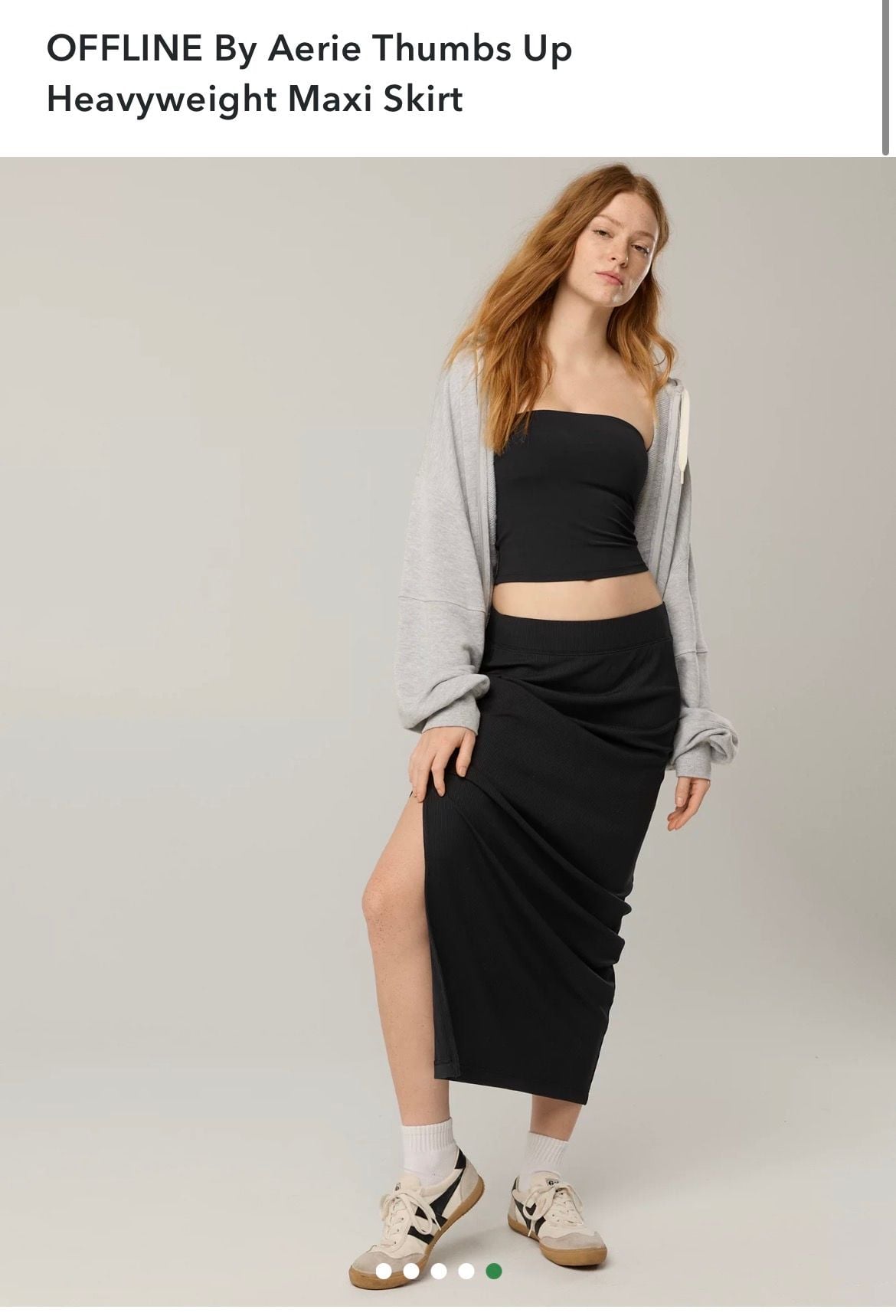 Offline By Aerie Thumbs Up Heavyweight Maxi Skirt Black Size Medium 2