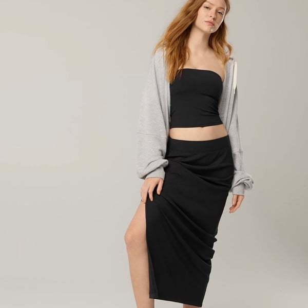 Offline By Aerie Thumbs Up Heavyweight Maxi Skirt Black Size Medium