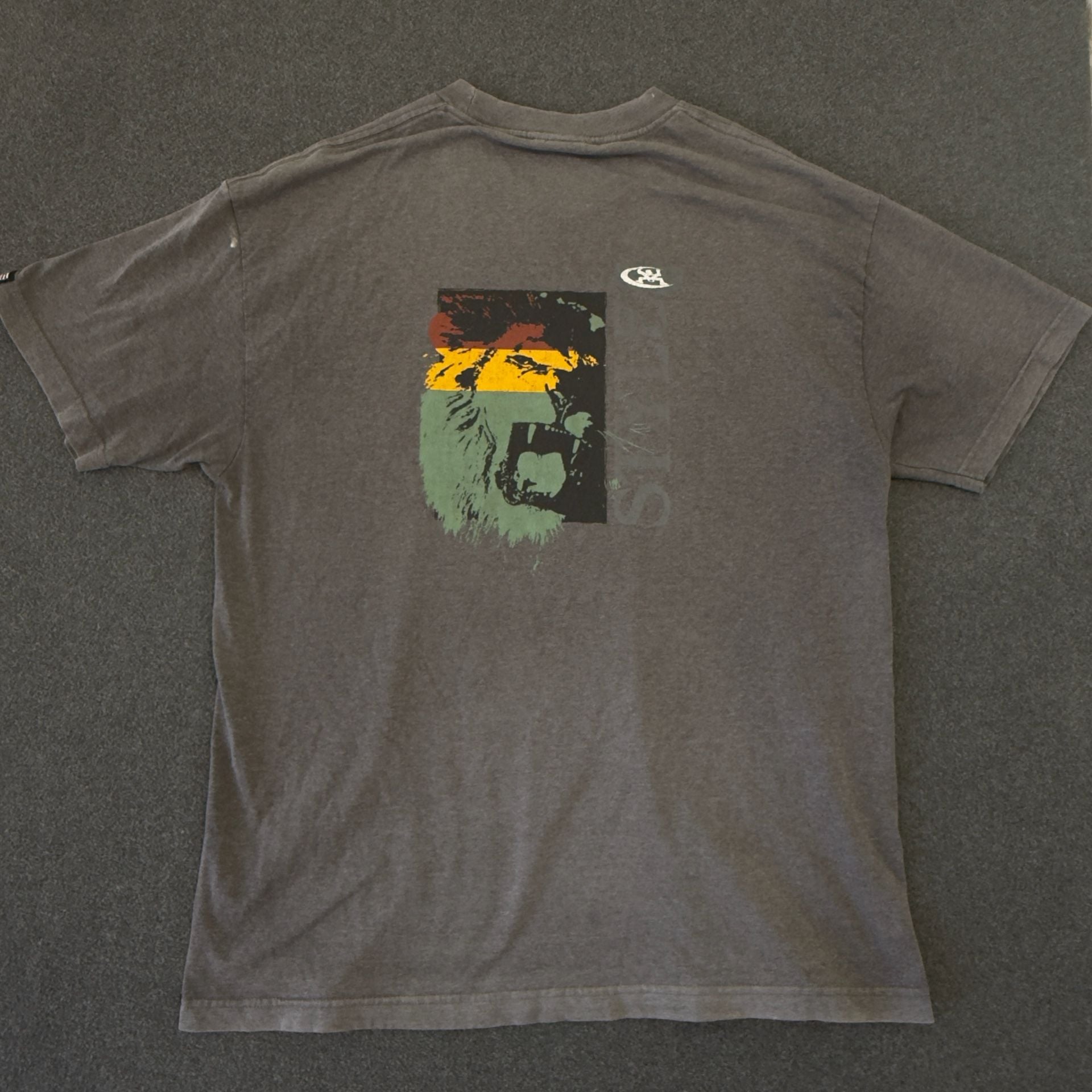 Hawaiian Style Rasta Lion Graphic T-Shirt Vintage Y2K Charcoal XL 3