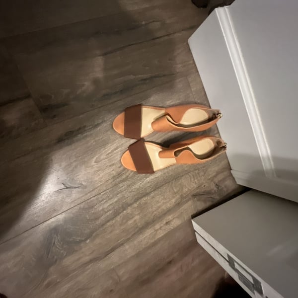 J.Crew Tan Leather High Heel Zip Back Open Toe Sandals