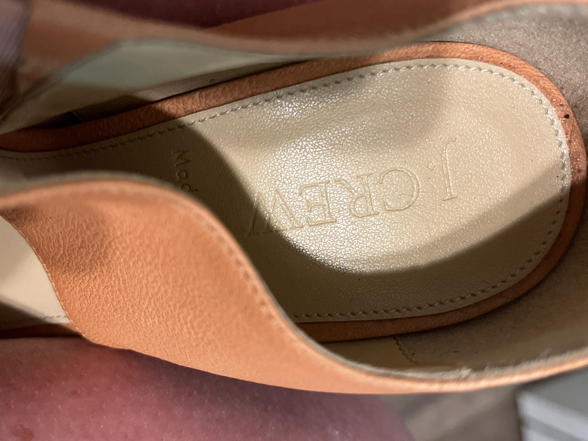 J.Crew Tan Leather High Heel Zip Back Open Toe Sandals 3