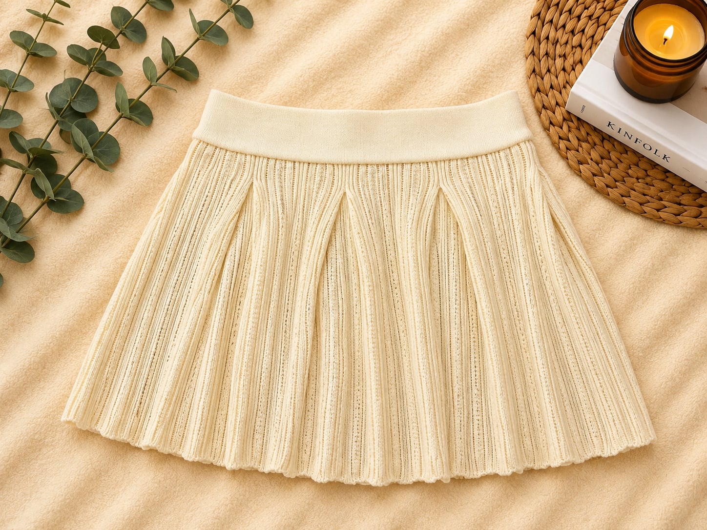 Yellow knit vest and skirt set 3