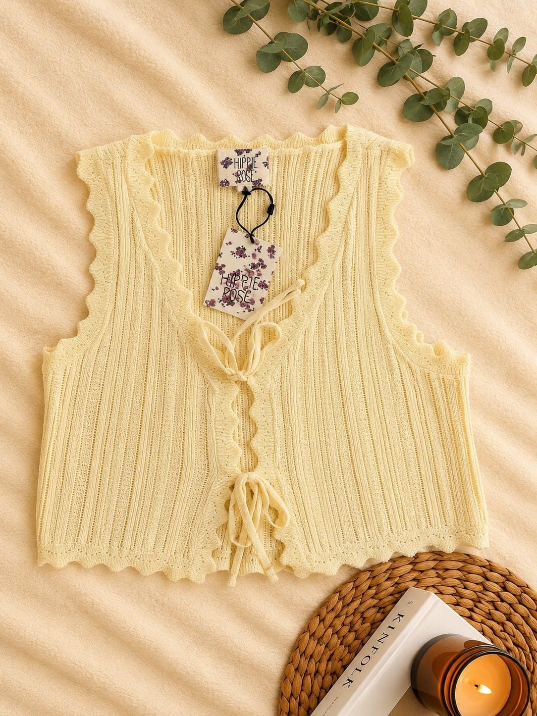 Yellow knit vest and skirt set 2