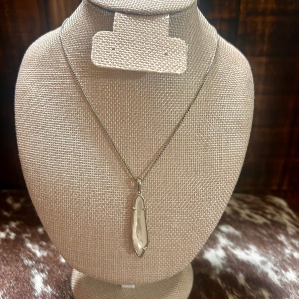Kendra Scott Arielle Silver Tone White Mother Pearl Adjustable Lariat Necklace
