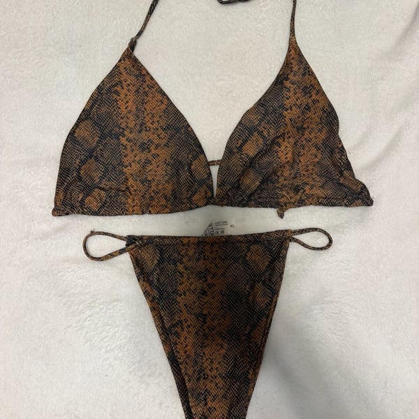 Matte Collection Brown Snake Print Bikini Set