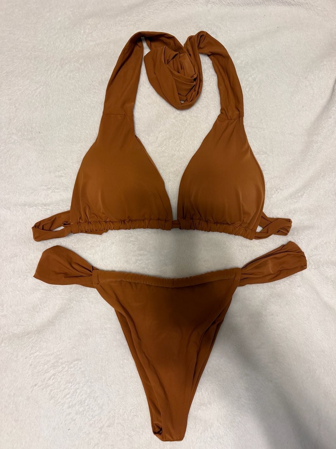 Swim Vcay Women's Coffee Brown Braided Vacation Triangle Cup Bikini Set 1