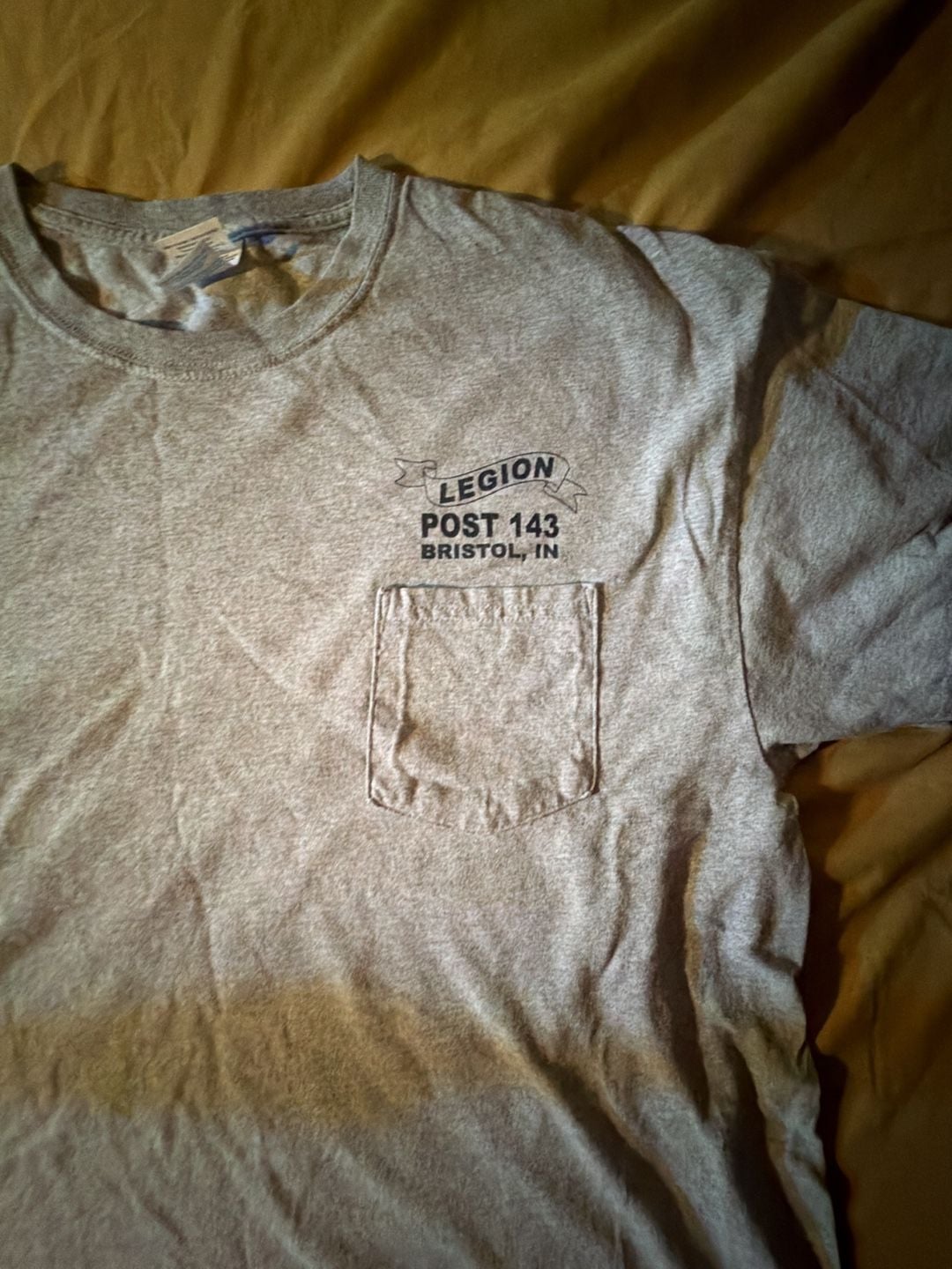 Gildan Ultra Cotton Pocket T-Shirt Legion Post 143 Bristol IN Gray XL 3