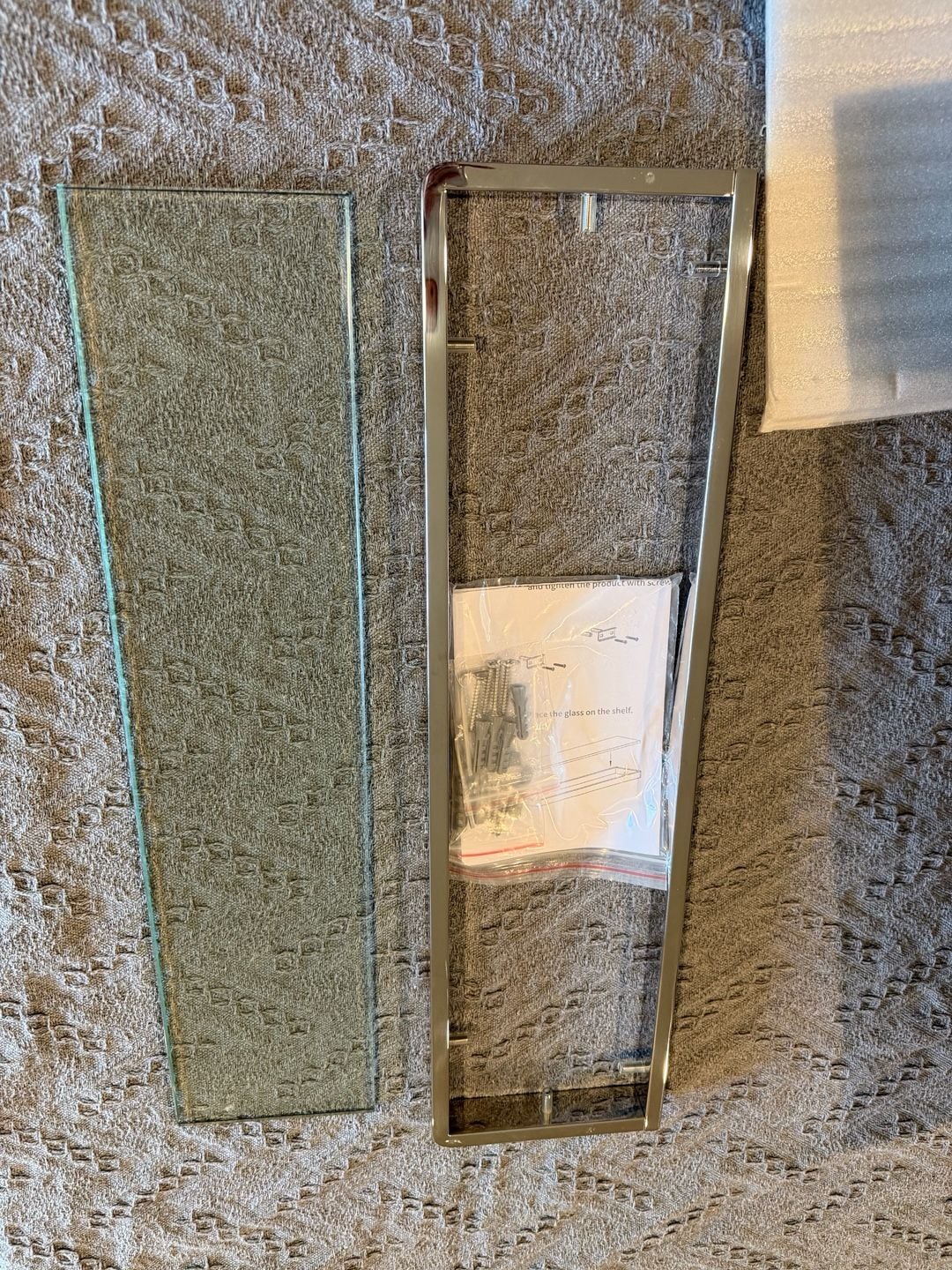 Wall-Mounted Glass Shelf Stainless Steel Frame, 19.68" x 5.28" 9