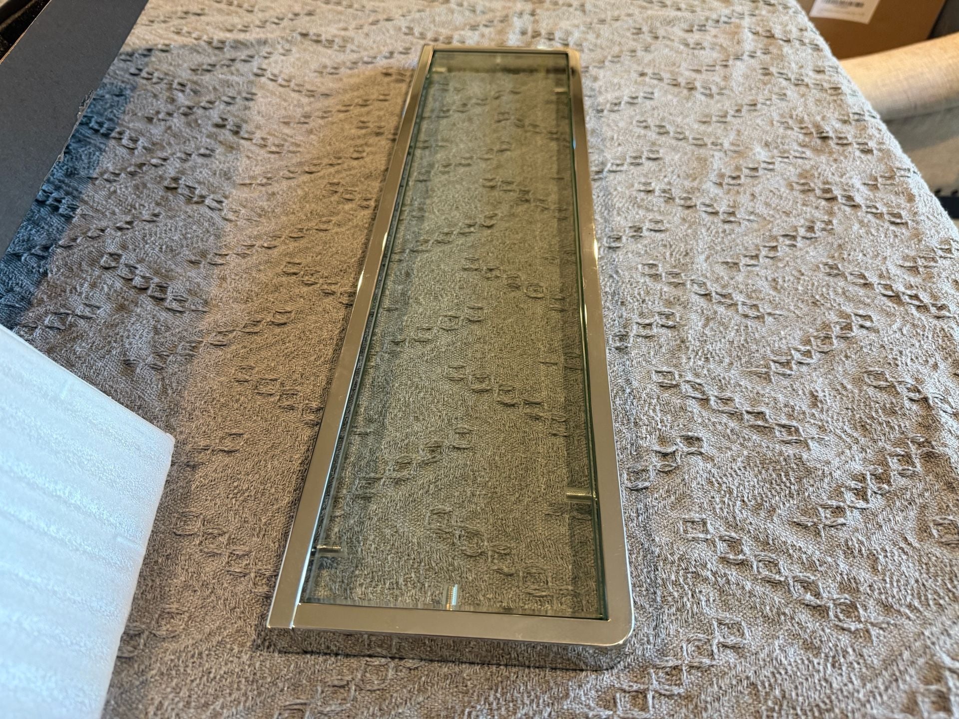 Wall-Mounted Glass Shelf Stainless Steel Frame, 19.68" x 5.28" 11