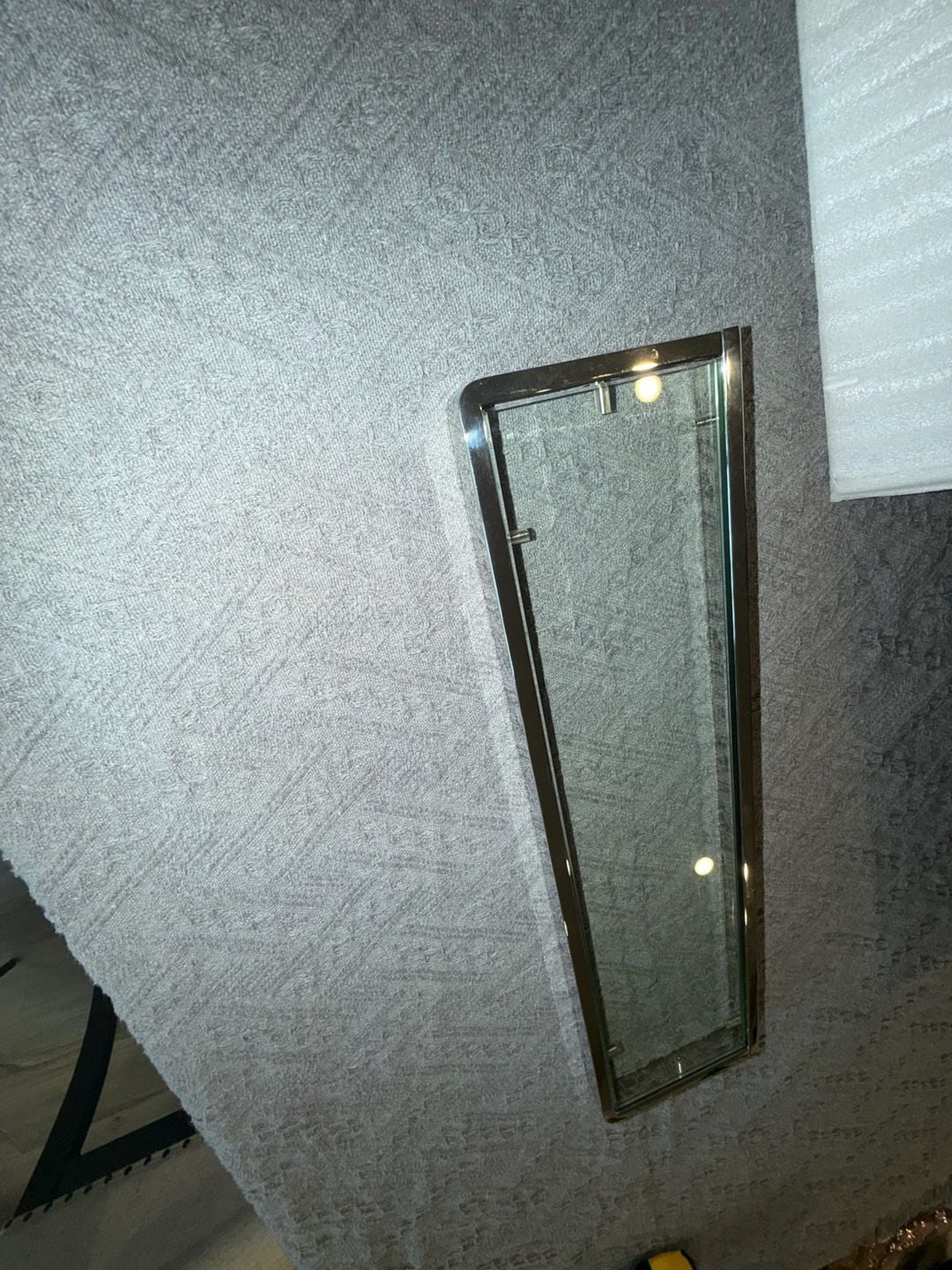 Wall-Mounted Glass Shelf Stainless Steel Frame, 19.68" x 5.28" 12