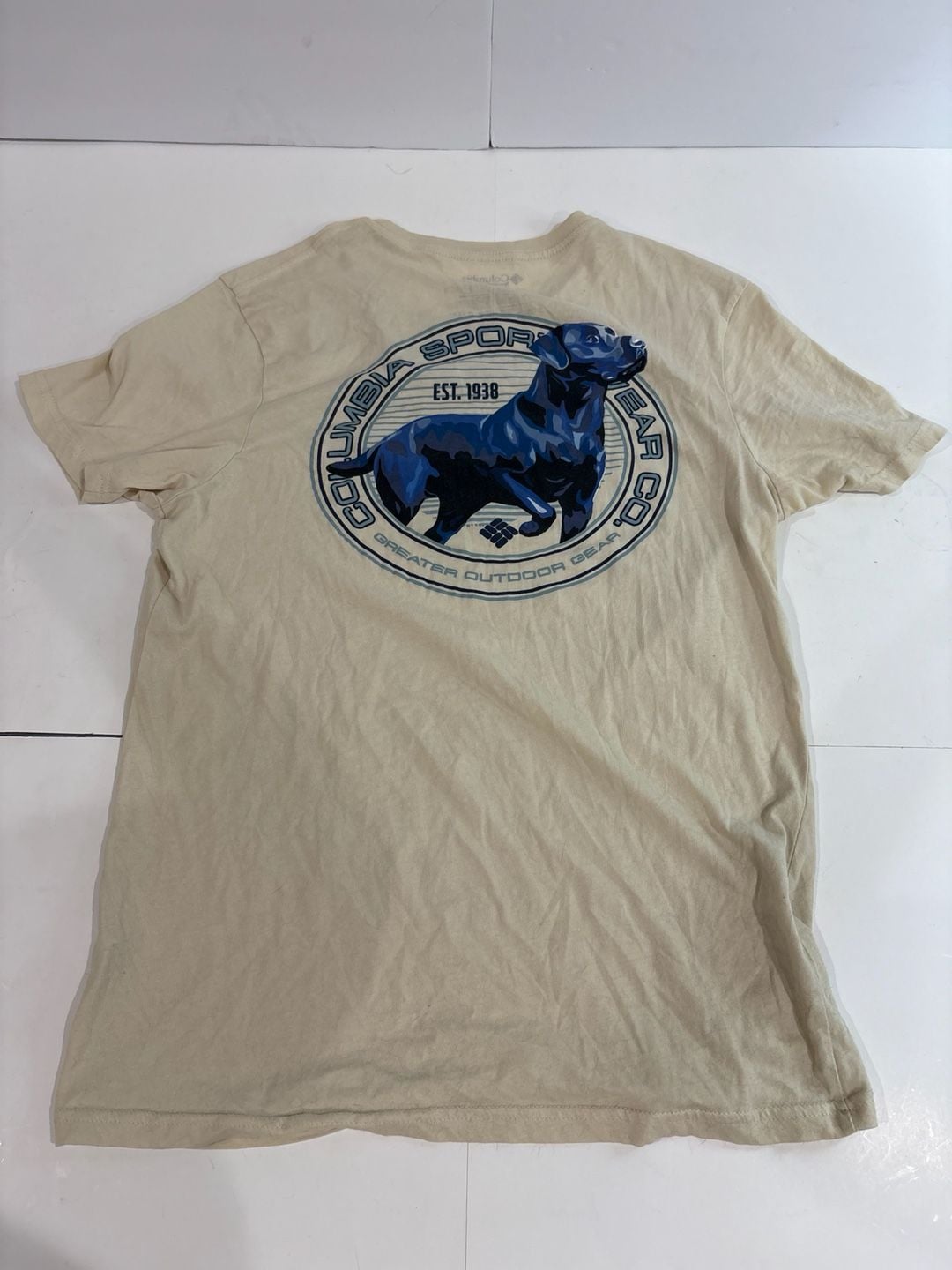 Columbia Sportswear Company Men's Graphic T-Shirt Beige Black Lab Dog Size M 5