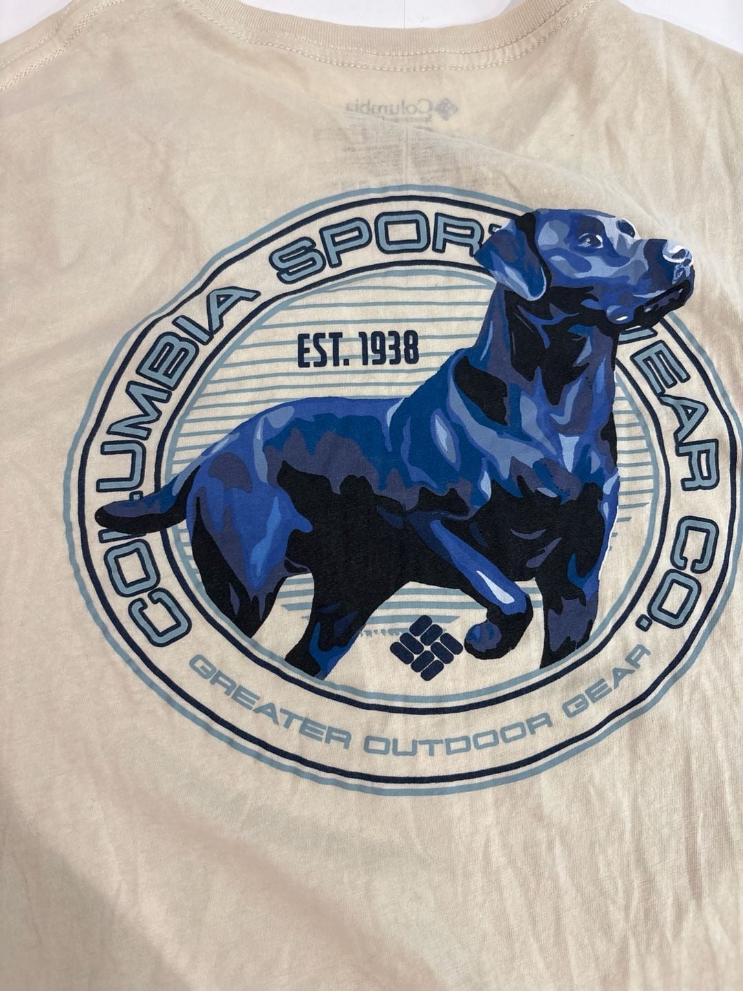 Columbia Sportswear Company Men's Graphic T-Shirt Beige Black Lab Dog Size M 6