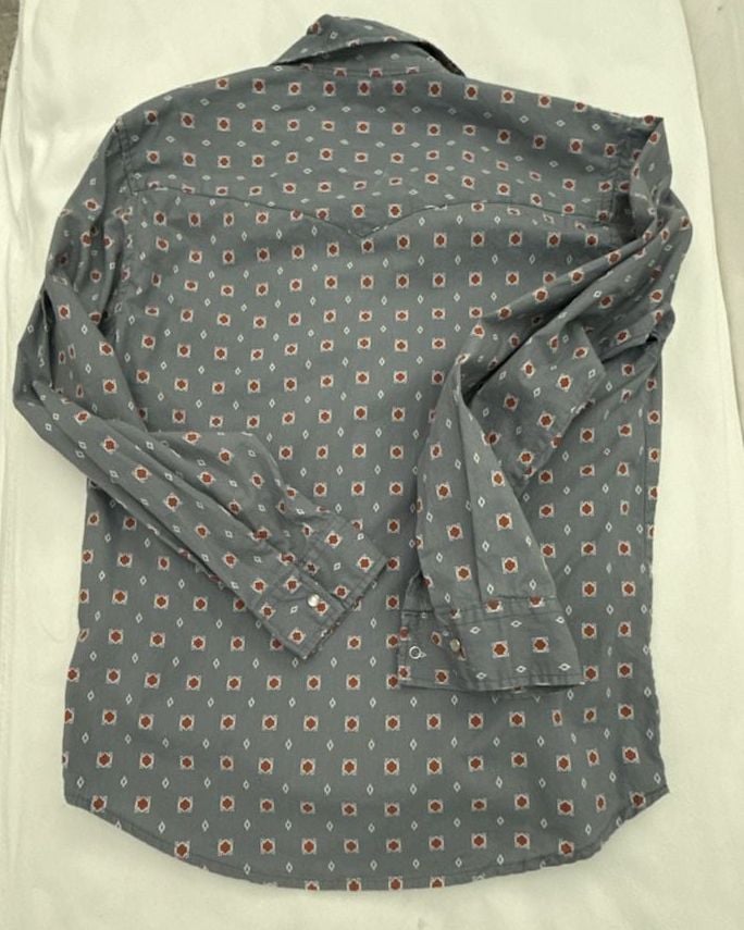 Roper Long Sleeve Geo Print Western Pearl Snap Shirt Size L Boy 12-14 7