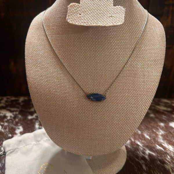 Kendra Scott Blue Stone Lariat Adjustable Necklace with Dust Bag