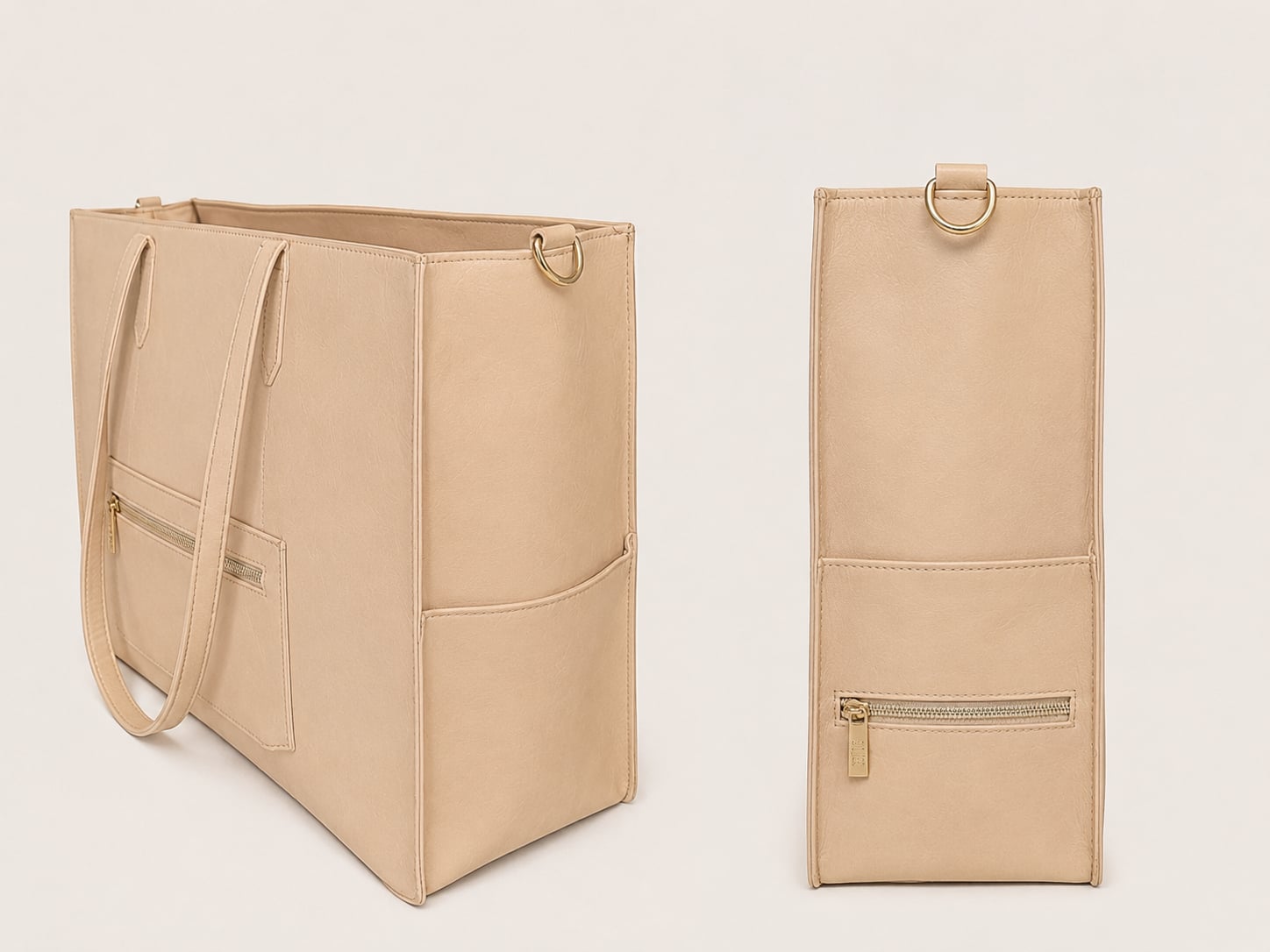 BEIS The Large Work Tote Bag Beige Laptop Travel NWOT 3