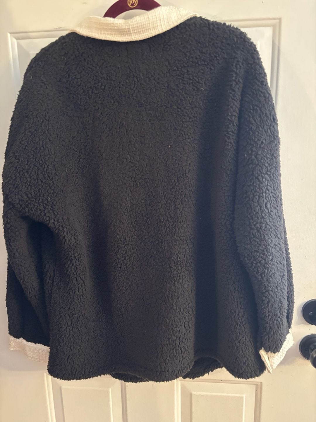 Jen & Co Black Sherpa Tweed Shacket Jacket L/XL 5