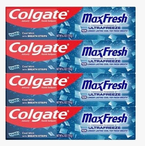 Colgate MaxFresh Ultrafreeze Cool Mint Toothpaste with Breath Strips 6.3 oz 4 Pk 1
