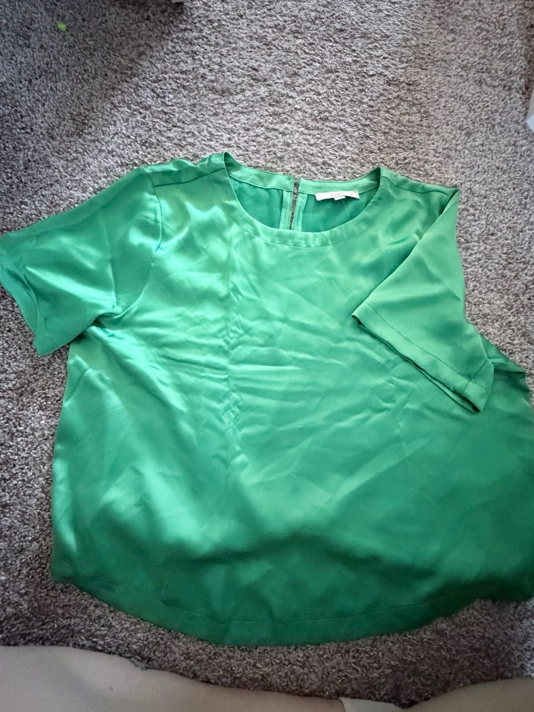 LOFT Green Satin Short Sleeve Blouse Top XXL NWT 2