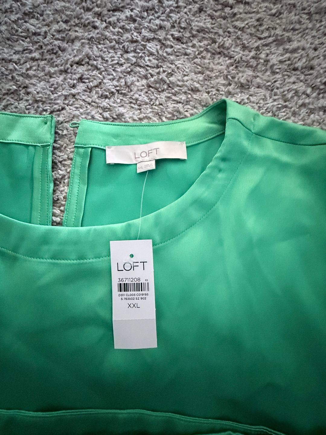LOFT Green Satin Short Sleeve Blouse Top XXL NWT 3