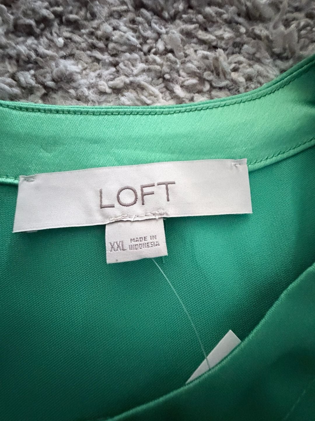 LOFT Green Satin Short Sleeve Blouse Top XXL NWT 4