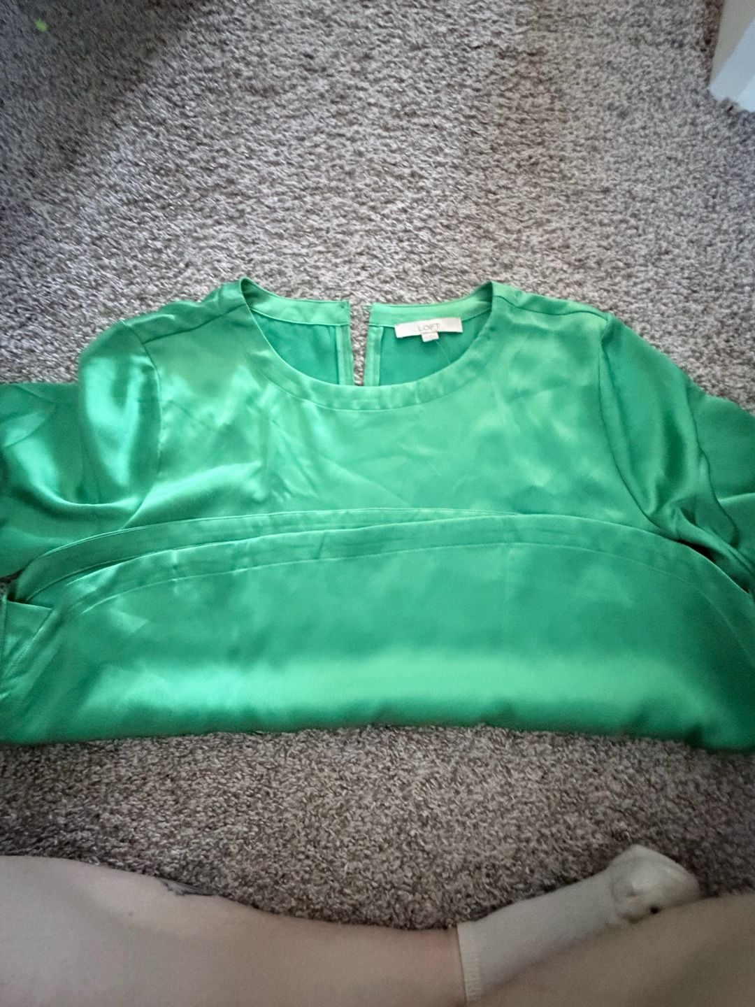 LOFT Green Satin Short Sleeve Blouse Top XXL NWT 5