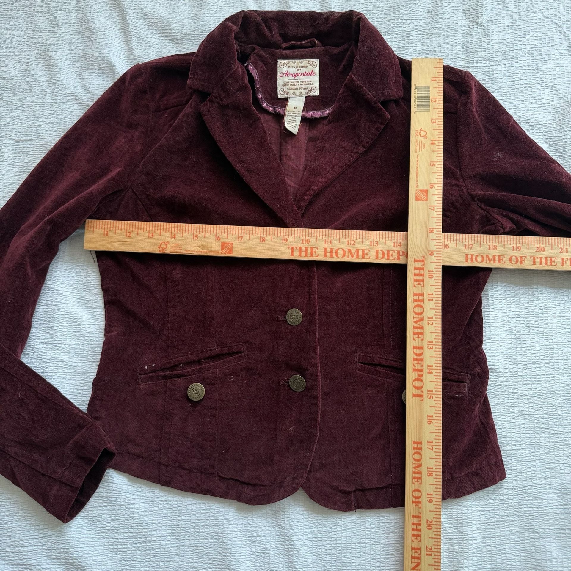 Vintage Aeropostale Preppy Velour Pea Coat 8