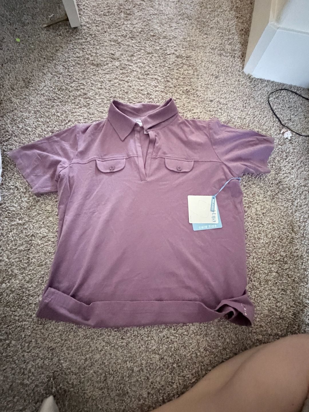 LIJA Moda CBNA Purple Short Sleeve Golf Polo Shirt with Double Pockets XL 2