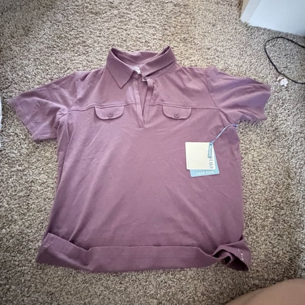 LIJA Moda CBNA Purple Short Sleeve Golf Polo Shirt with Double Pockets XL