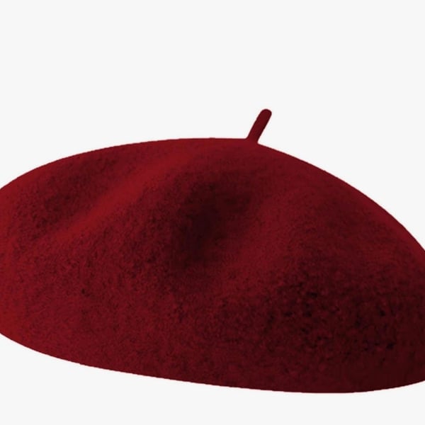 Magik Beret Hat for Women - Classic French Artist Style Wool Beret in Dark Red