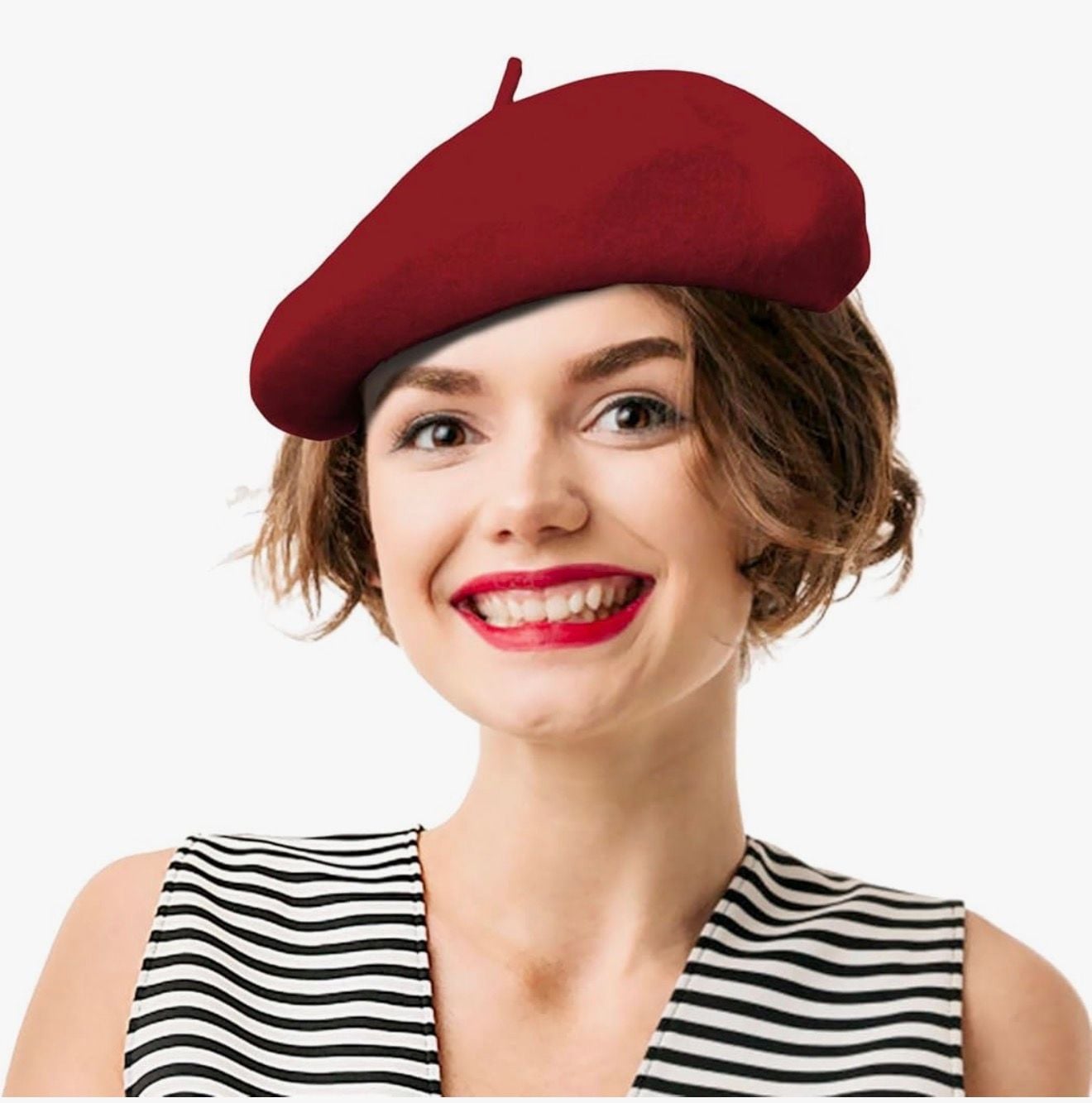 Magik Beret Hat for Women - Classic French Artist Style Wool Beret in Dark Red 7
