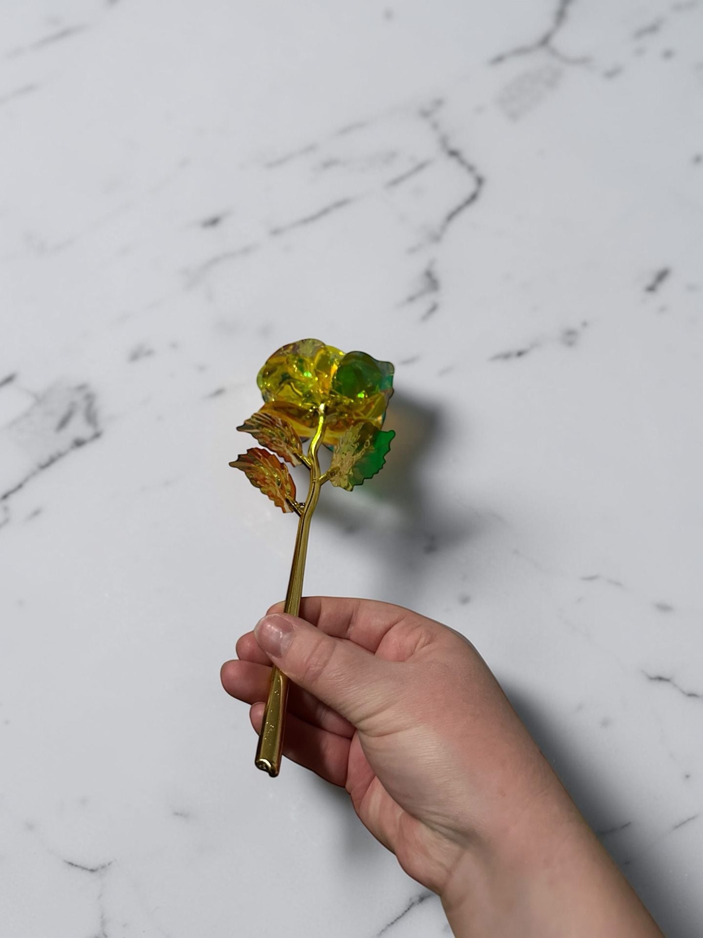 Galaxy Rose Artificial Flowers Bouquet Iridescent Crystal Roses with Gold Stems 5