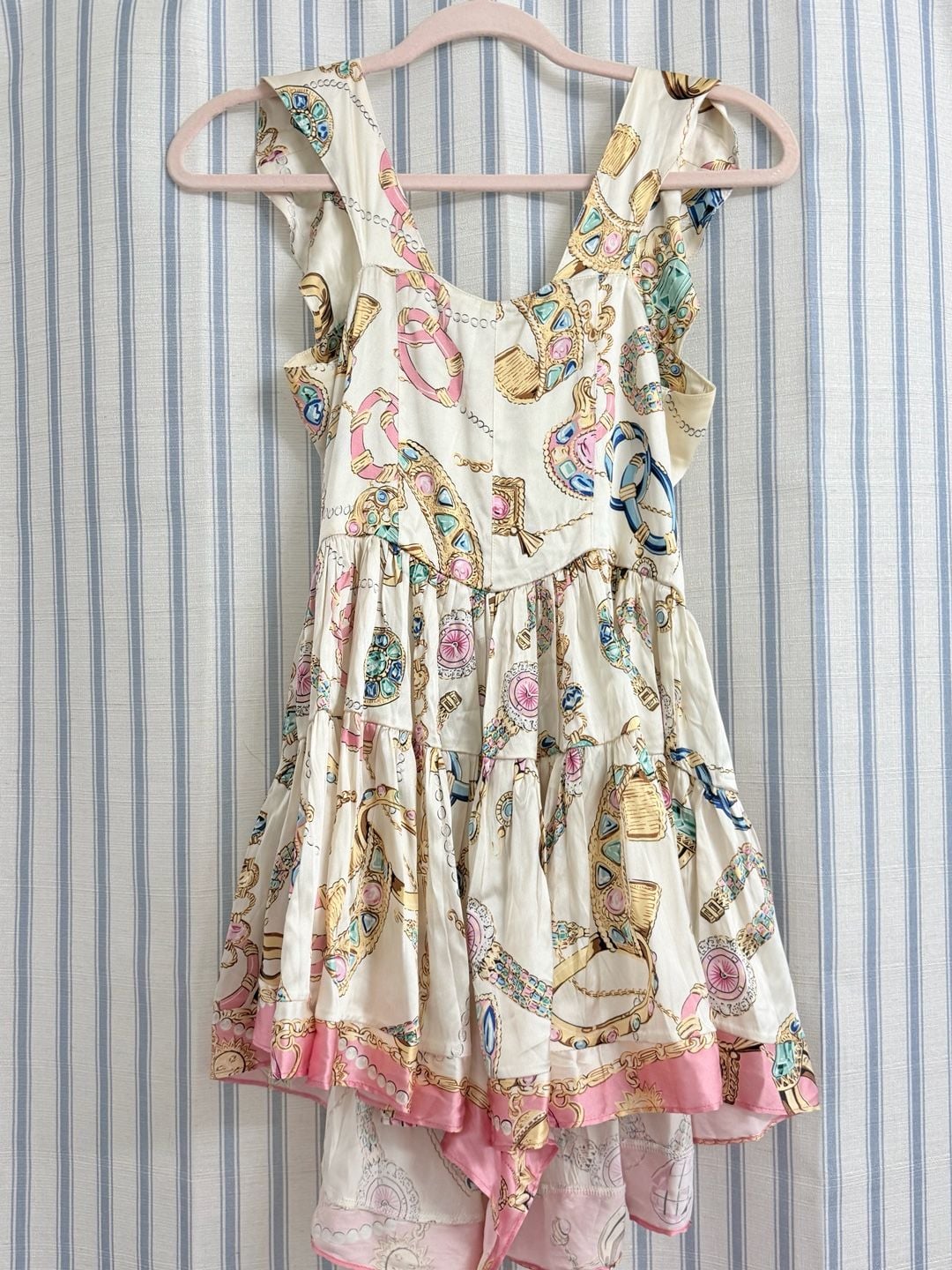 Vanessa Mooney The Elisabeth Romper Dress in Vintage Jewelry Scarf Print, Size S 3