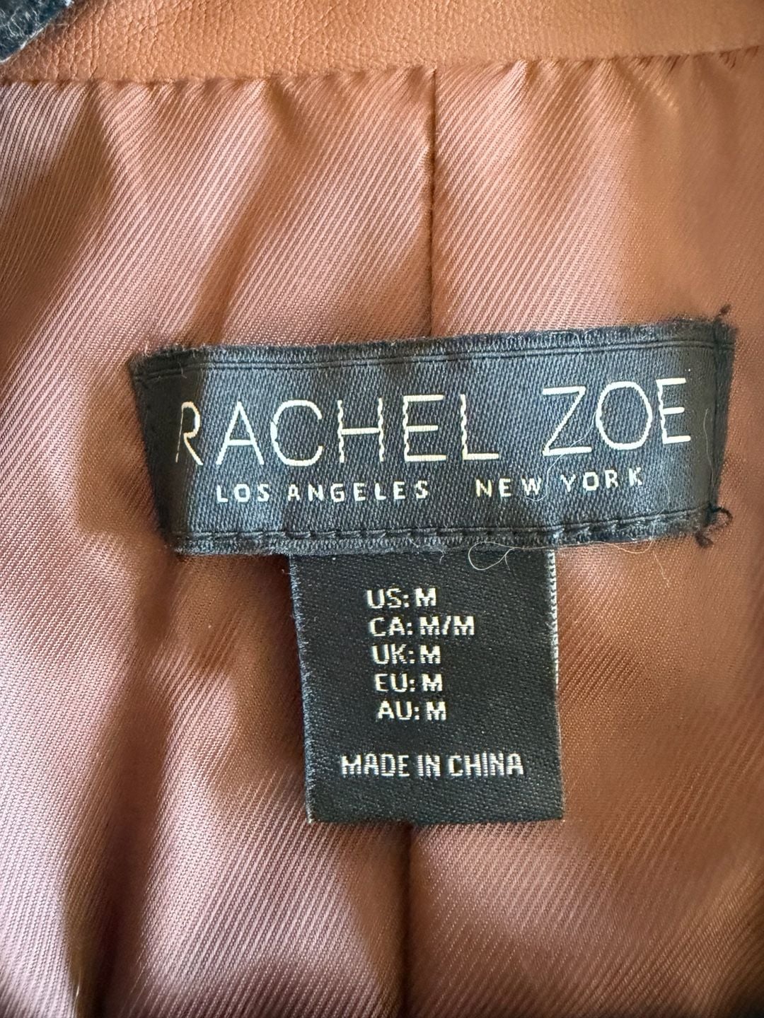 Rachel Zoe Faux Leather Brown Blazer Jacket with Gold Buttons Size M 4