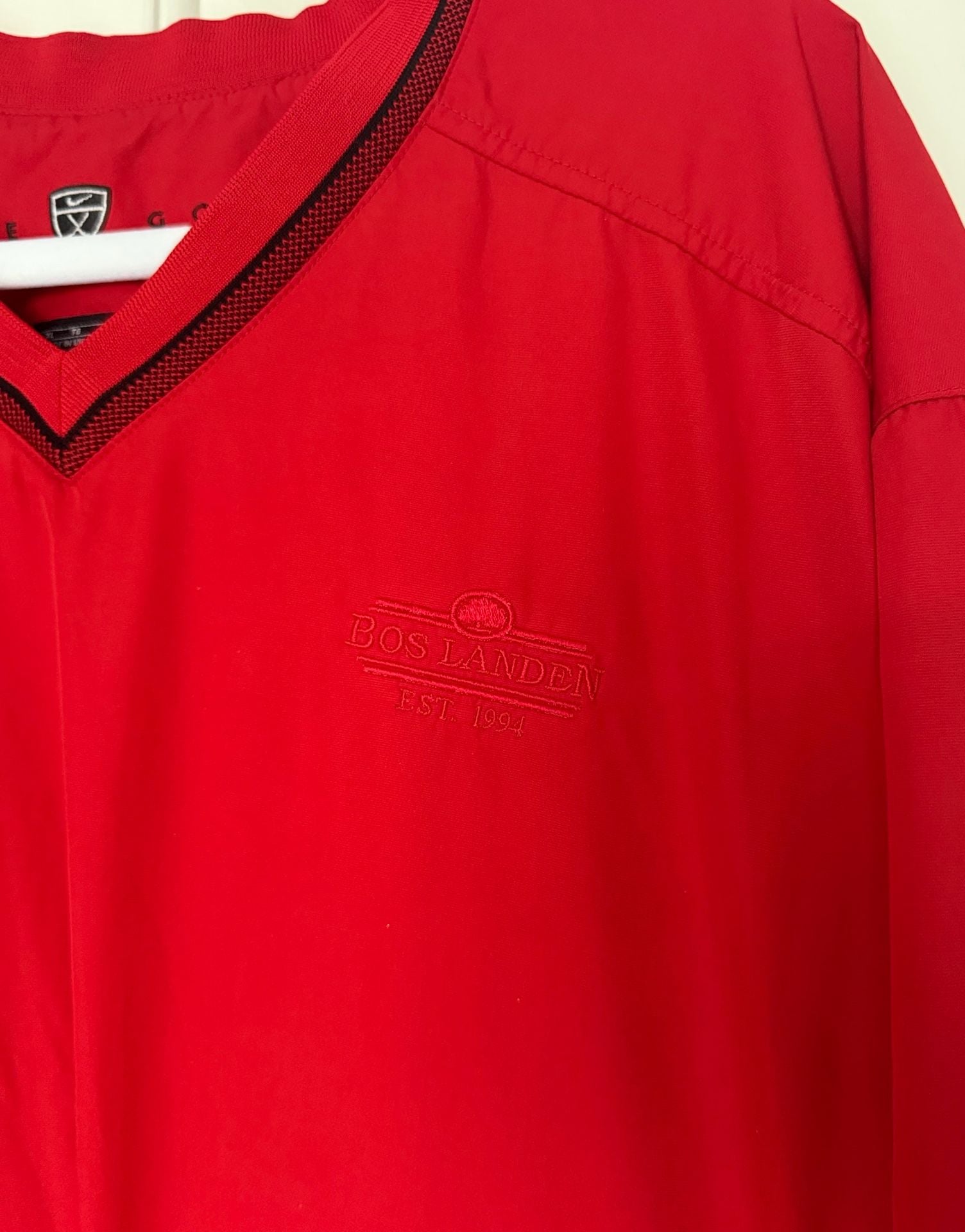 Nike Golf Clima-Fit Red V-Neck Pullover Windbreaker Jacket Bos Landen Mens XL 3