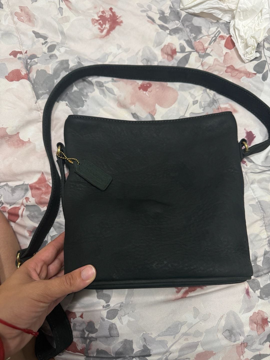 Vintage Coach Black Leather Equestrian Slim Bucket Bag Shoulder Bag 2