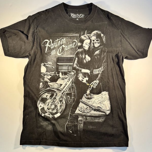 Ride or Die Partner in Crime Biker Graphic T-Shirt Black XL
