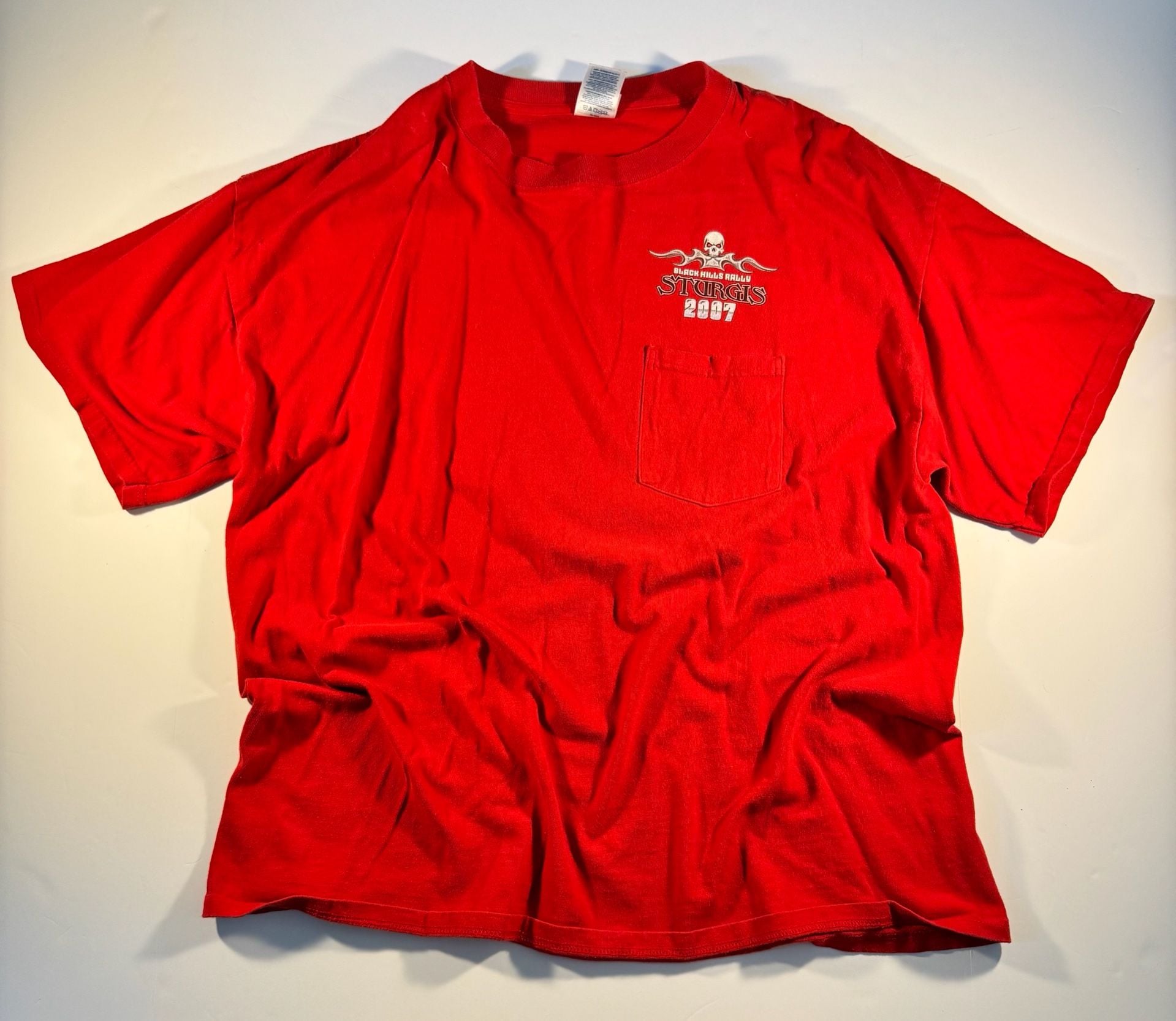 Vintage 2007 Black Hills Rally Sturgis 67th Anniversary Red Pocket T-Shirt XL 2