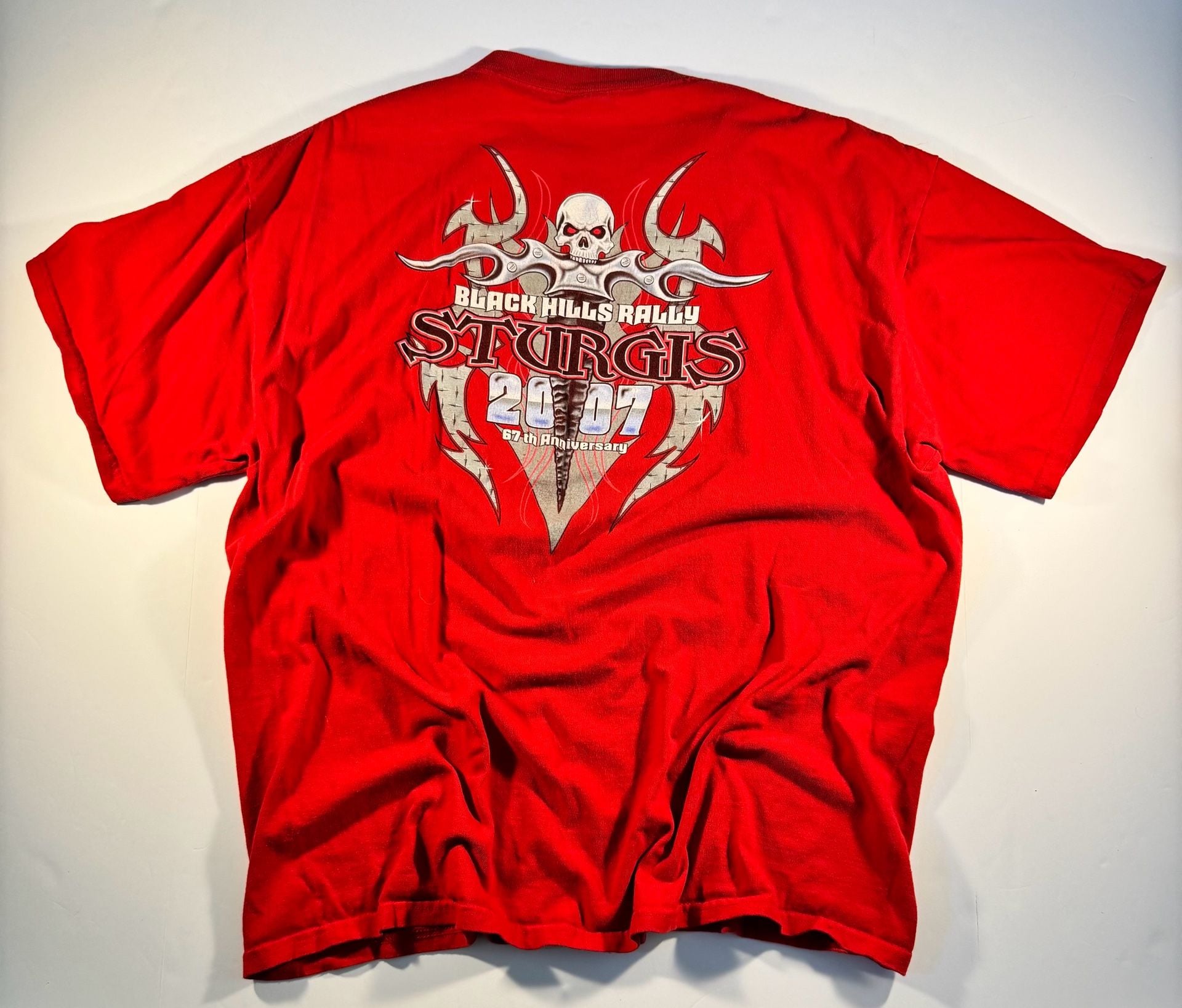 Vintage 2007 Black Hills Rally Sturgis 67th Anniversary Red Pocket T-Shirt XL 3