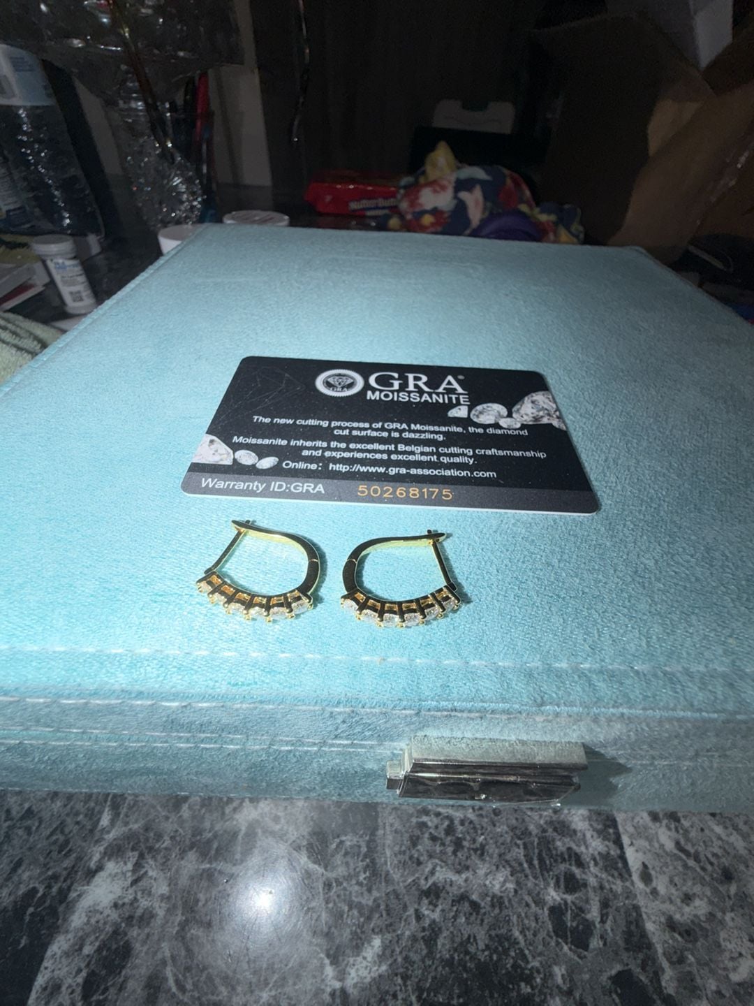 Gra 14K Yellow Gold plated Half Hoop Diamond Earrings with Moissanite 6