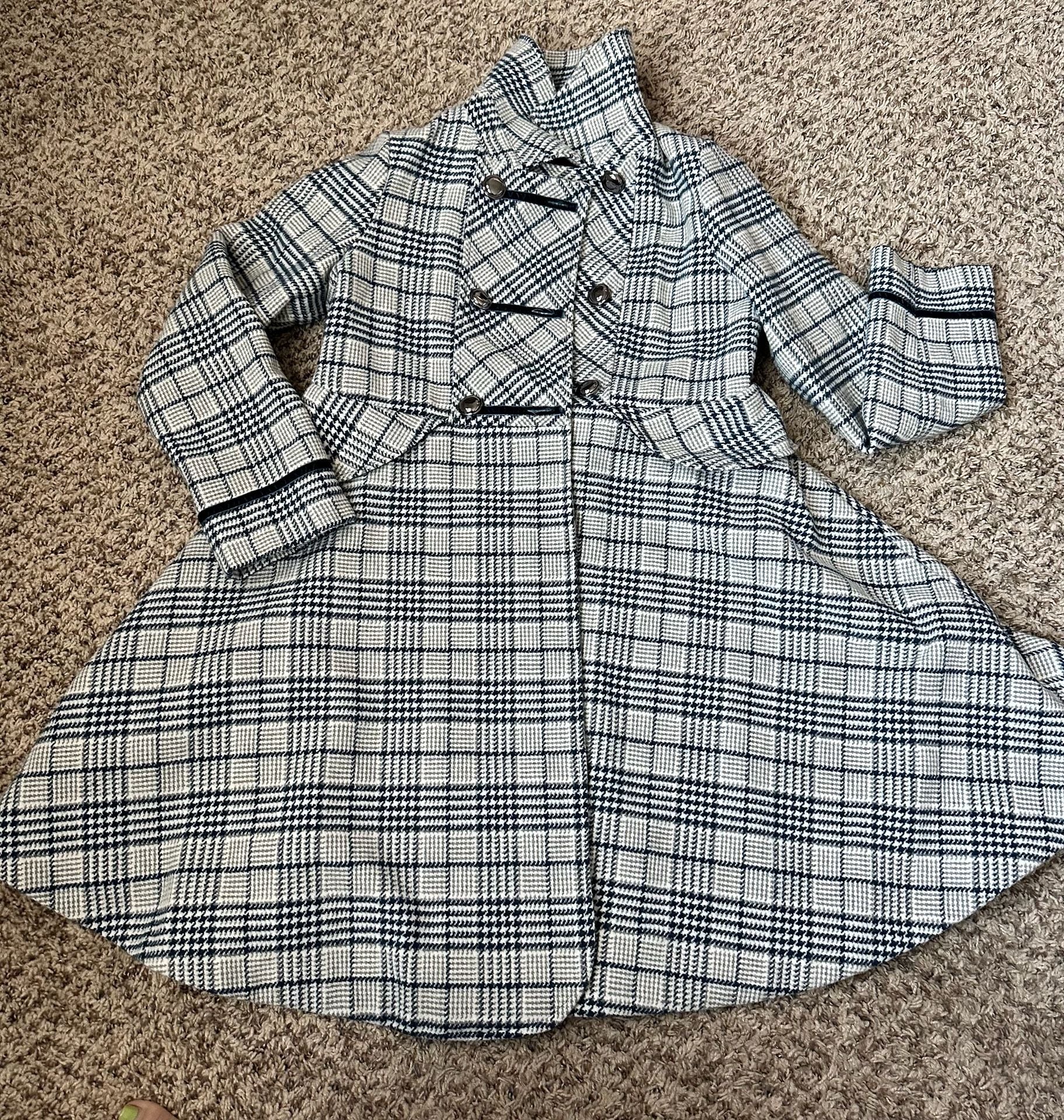 Rothschild Girls Pea Coat Skirted Black and White Plaid Coat 2