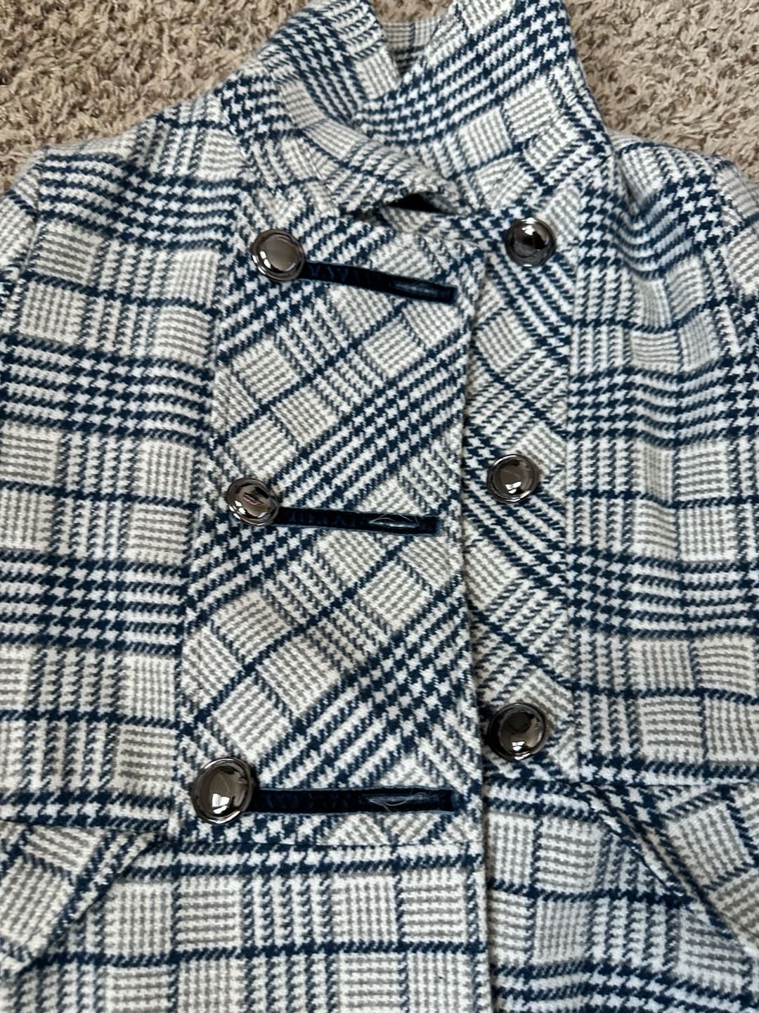 Rothschild Girls Pea Coat Skirted Black and White Plaid Coat 3