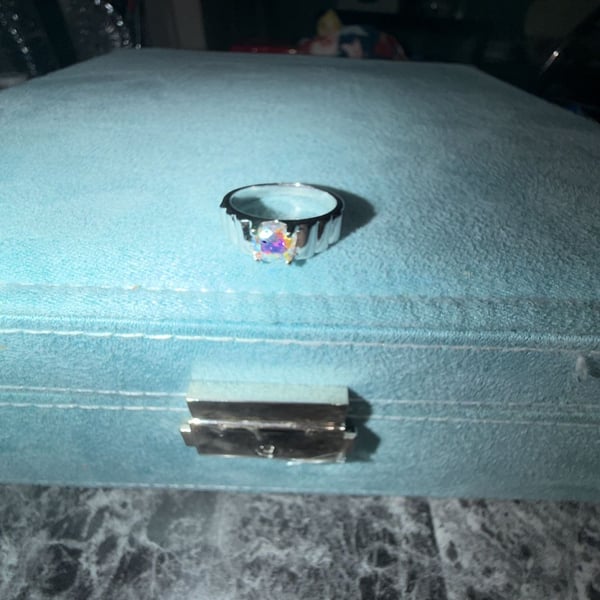 Mystic Moissanite Ring size 10 GRA Certificate included