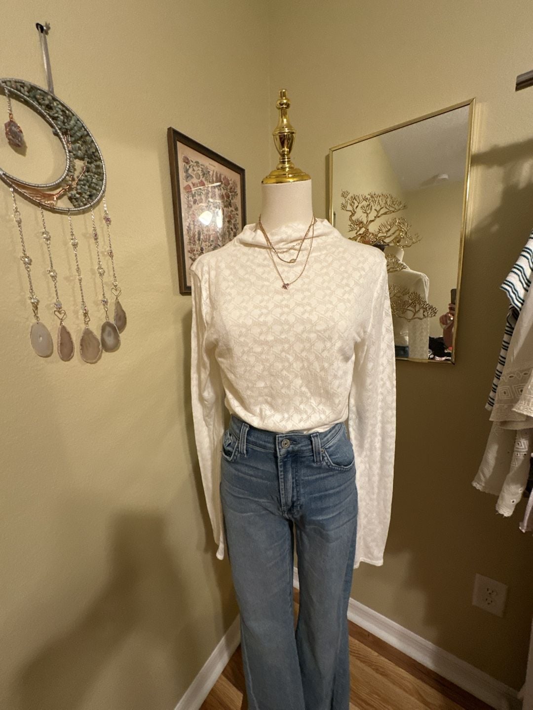 Rag & Bone/Jean White Jacquard Mock Neck Long Sleeve Top Size M 4
