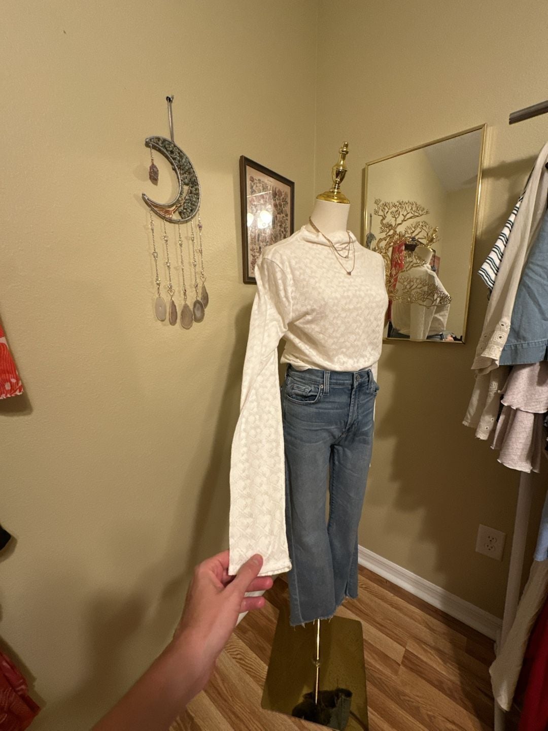 Rag & Bone/Jean White Jacquard Mock Neck Long Sleeve Top Size M 6