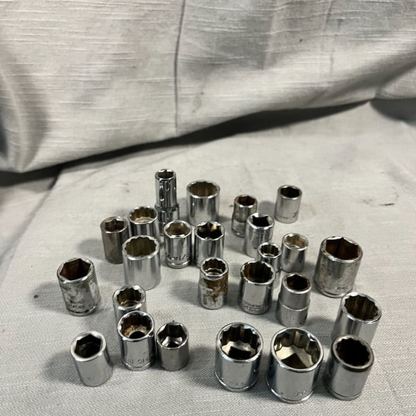 Assorted Mixed Lot of Chrome Drive Sockets Various Sizes and Brands